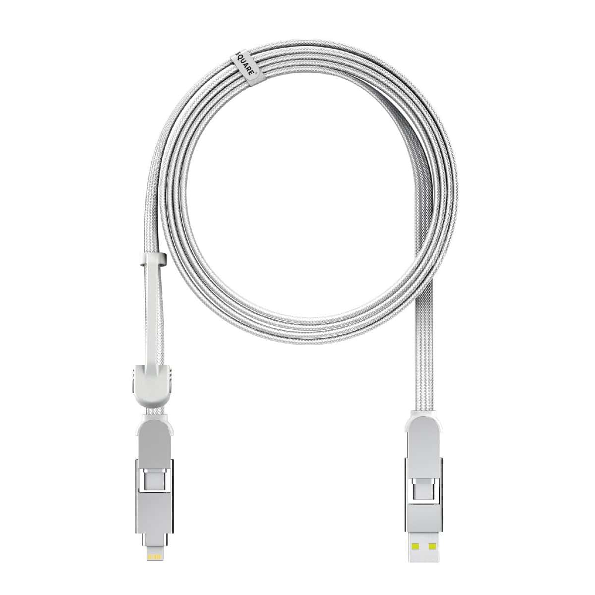 Rolling Square inCharge XL 200 cm - Cavo Usb Type-c, Cavo Universale Cellulare, Regalo Uomo, Caricatore Universale Cellulare 6 in 1, Gadget Tecnologico, Bianco, Cavo Lightning da 100W
