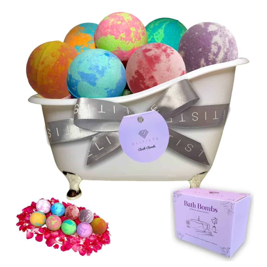 Bombe Da Bagno ELITISTE - New Set Vasca 9 Bath Bombs - Confezione Idea Regalo Bombe Bagno VEGANE Profumate Per Amica, Compleanno, Bambini, Originale, Anniversario, Ecosostenibili e Effervescenti