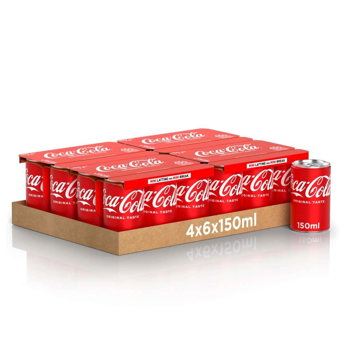 Coca-Cola Original Taste – 24 Lattine da 150 ml, Tutto il Gusto Originale di Coca-Cola, Coca-Cola Mini Lattine, Lattina 100% riciclabile, Bevanda Analcolica