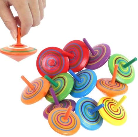 Trottola in legno creativa, gadget per compleanni dei bambini di 3-7 anni, con 30 pezzi. (Colore a caso)