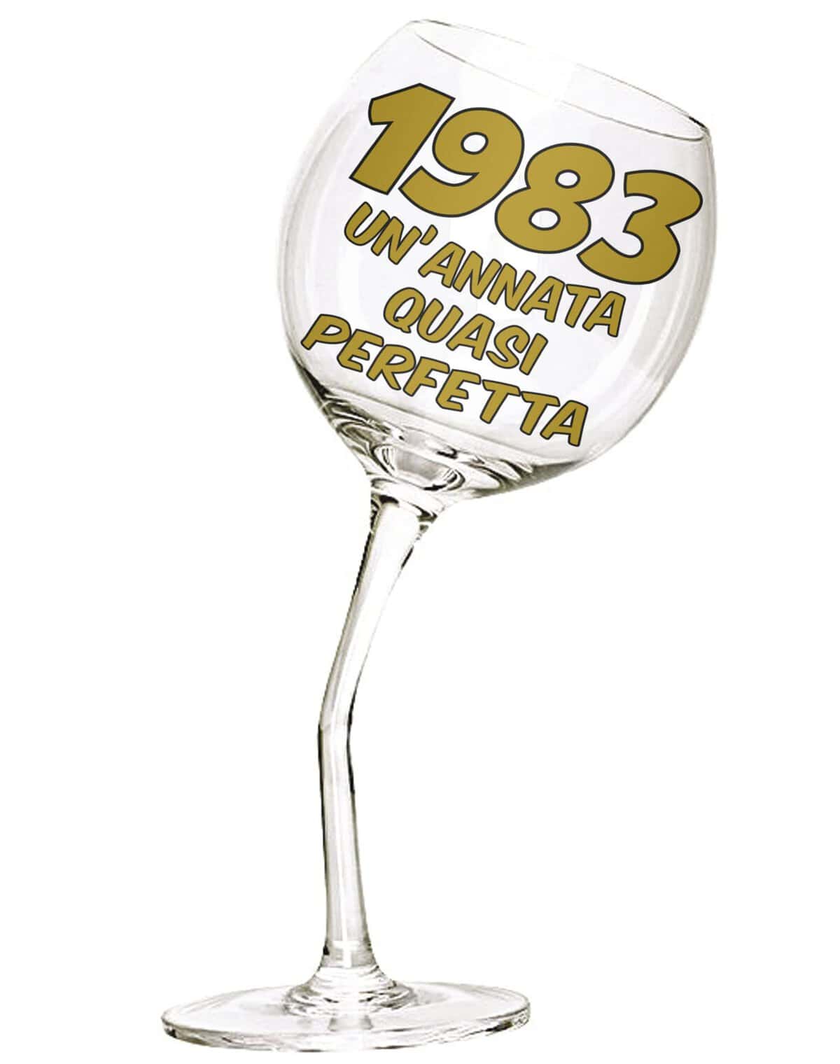 Bombo Bicchiere in Vetro Calice storto per compleanno 40 anni - 440 ml