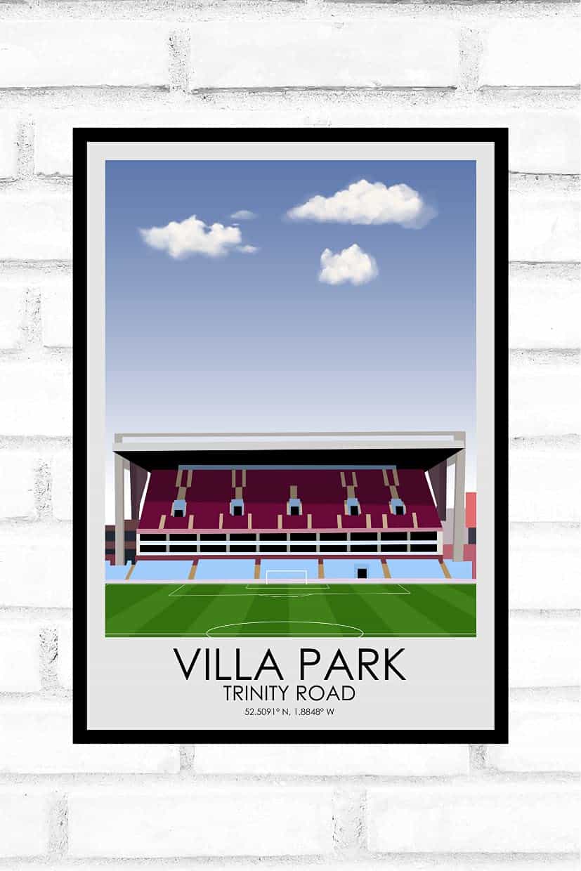 Hewson's Gifts Aston Villa Football Stadium Print Villa Park - Regalo per gli appassionati di calcio - Regalo per papà, fratello, figlio - Regalo di calcio (Aston Villa A4 dimensioni (Villa Park))