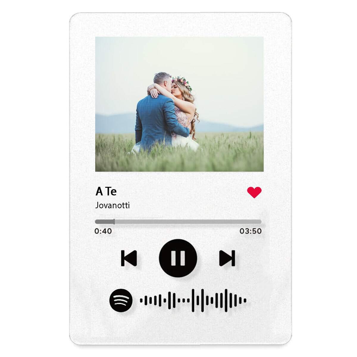 LASERO' Targa Spotify Personalizzata con Foto - Regalo Fidanzato Fidanzata Amica per Natale, San Valentino o Anniversario