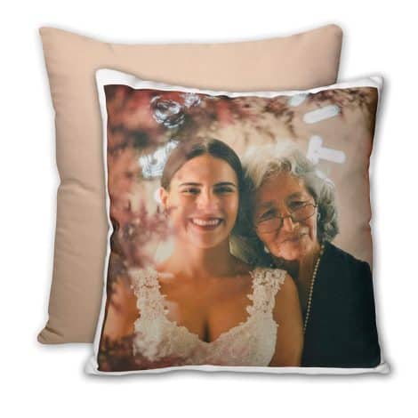 Cuscino personalizzato con foto, testo e immagine a scelta – Regalo perfetto, 40×40 cm, lino – Cappuccino.