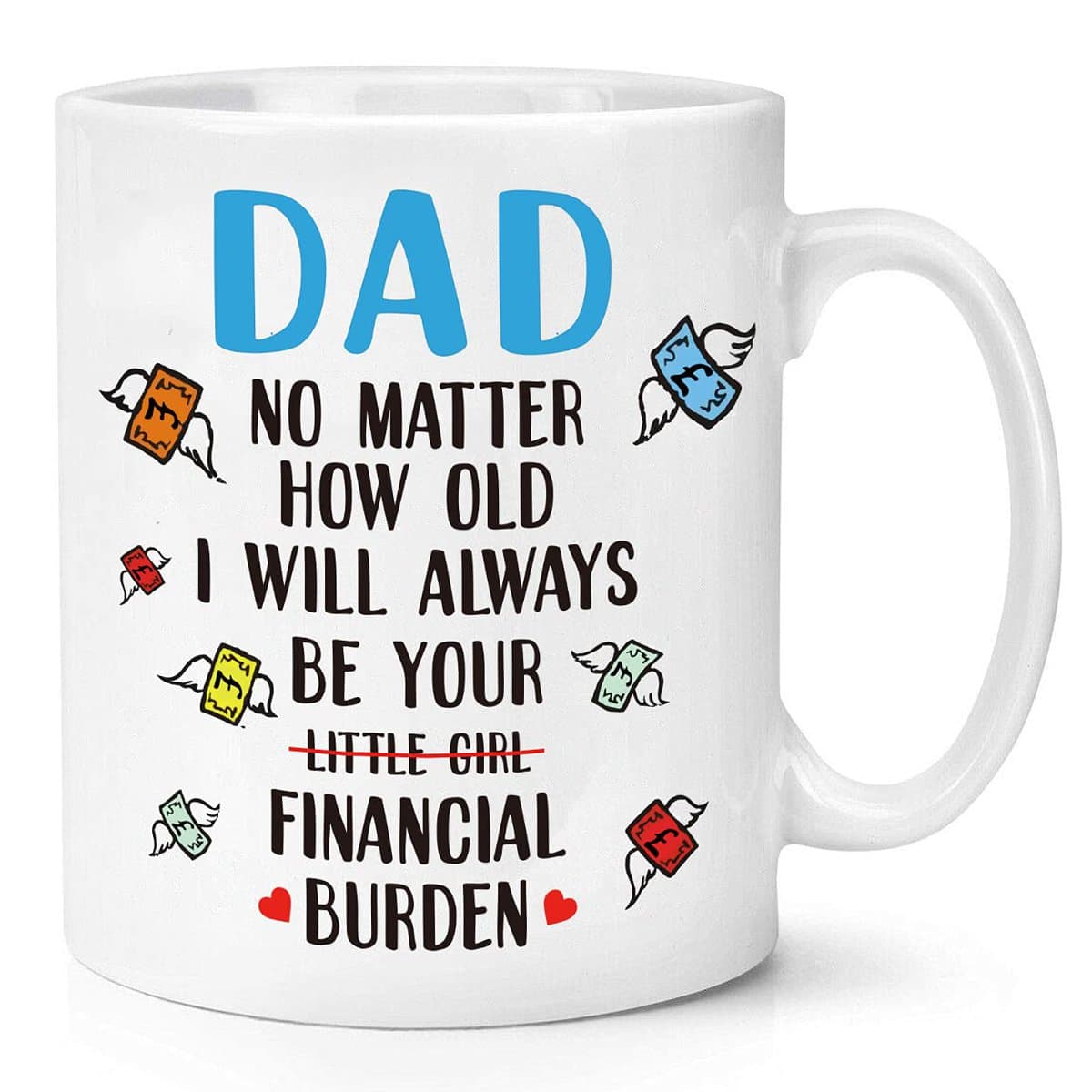 Regalo per la festa del papà di compleanno per papà dalla figlia, I'll Always be Your Financial Burden – divertente tazza da tè da 330 ml regalo per gli uomini