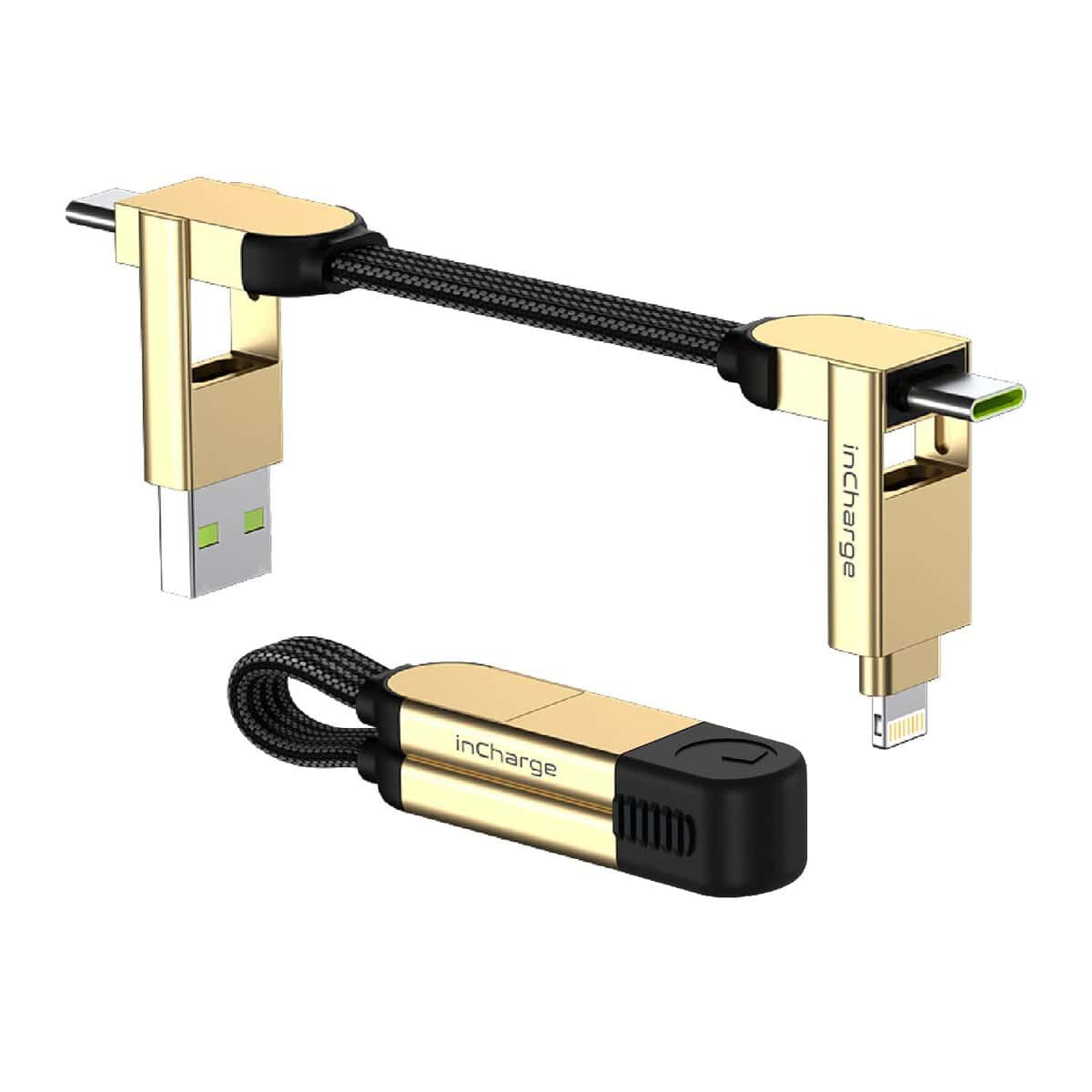 inCharge X - Il coltello svizzero di cavi da 100 W, portachiavi portatile compatibile con Apple iPhone/USB/USB-C/cavo micro USB per tutti i tuoi dispositivi