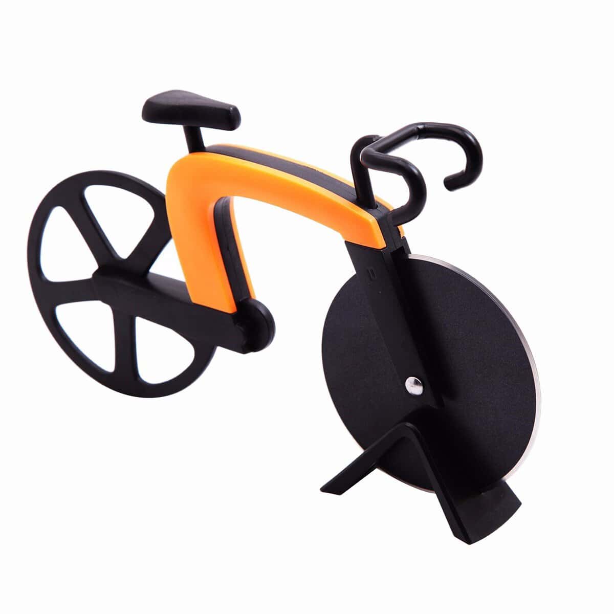 G.a HOMEFAVOR Tagliapizza a Forma di Bicicletta in Acciaio Inox Lame con Rivestimento Antiaderente Utensili da Cucina con Cavalletto …
