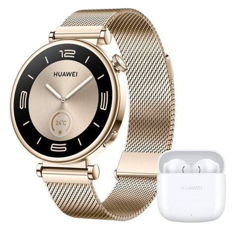 Smartwatch HUAWEI WATCH GT 4 da 41mm, autonomia batteria fino a 7 giorni, compatibile con Android e iOS, monitoraggio completo della salute, SpO2, GPS, 100+ sport, versione in italiano, colore Light Gold con Freebuds SE 2 inclusi.