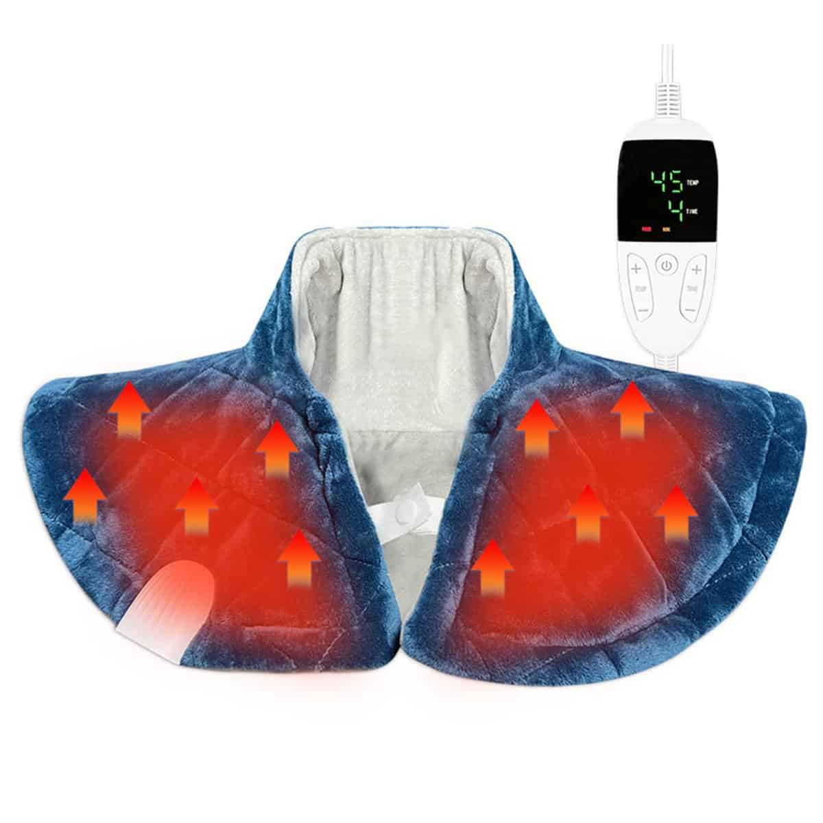Cuscino riscaldante appesantito per collo e spalle, Scienbeauty 2.2lb grande capo collo riscaldato elettrico con peso pieno 5 impostazioni di calore 4 timer Auto Off Regali per donne uomini-49x 57cm