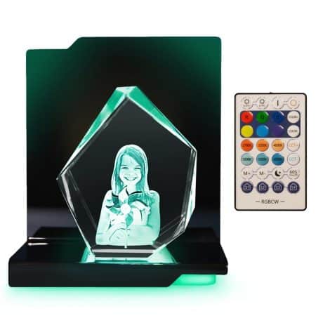 LOOXIS Foto Incisione Laser 3D su Vetro – Regalo Personalizzato per Natale, Compleanno, Anniversario – Ologramma, Iceberg M, Base Luminosa inclusa.