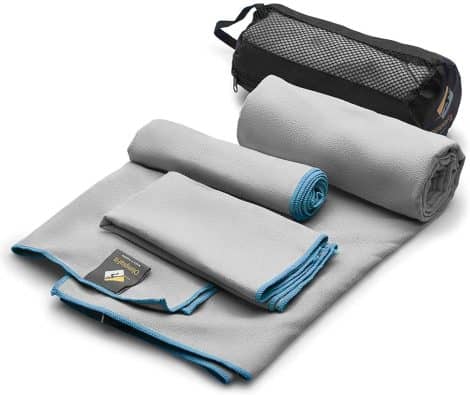 Kit di 3 asciugamani in microfibra ad asciugatura rapida OlimpiaFit, ideali per viaggio, yoga, nuoto, sport, palestra.