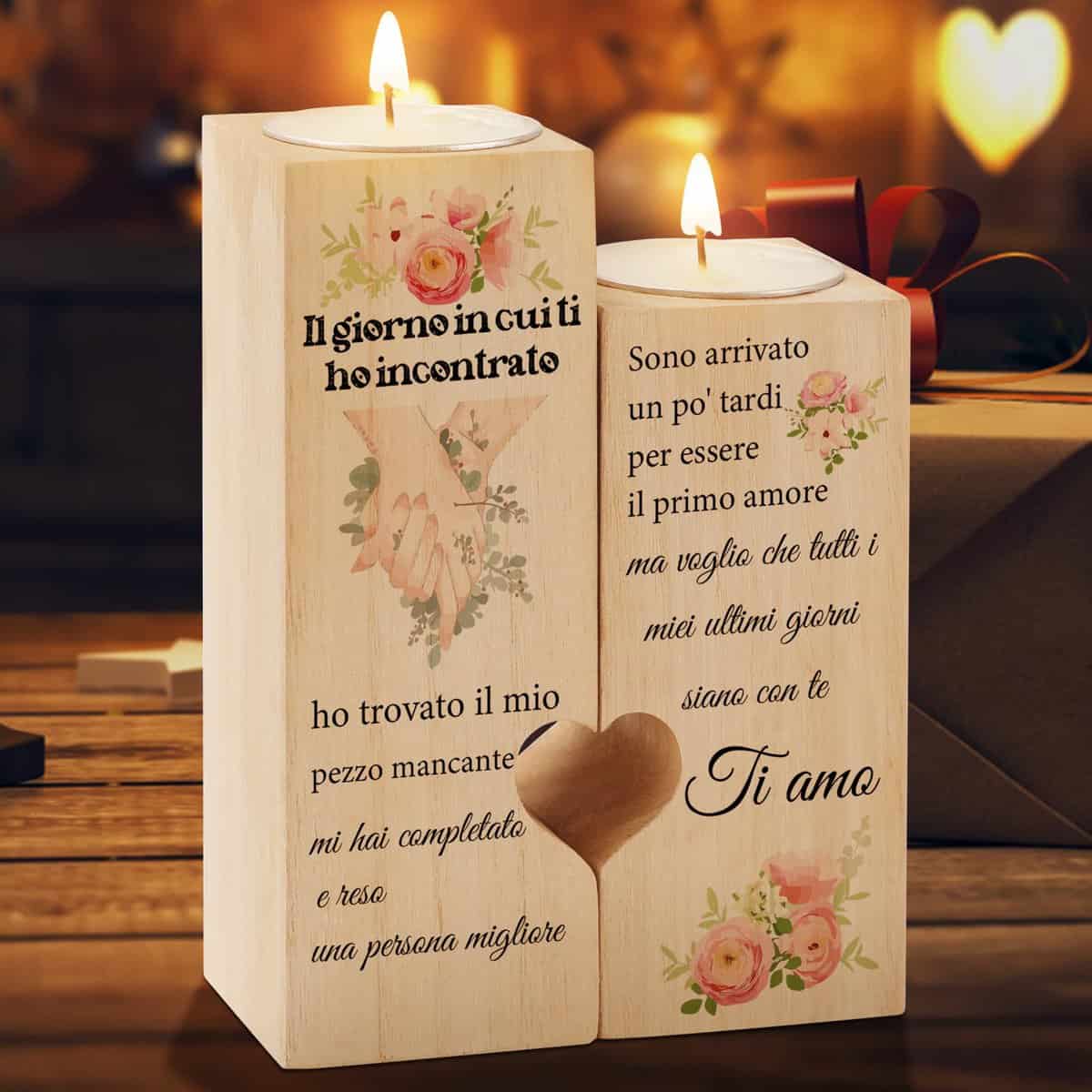 Tulolvae Regalo Anniversario Matrimonio Per Lei, Candelabro a Forma di Cuore Idee Regali Compleanno Utili Natale San Valentino per Ragazza Moglie dal Marito Fidanzato