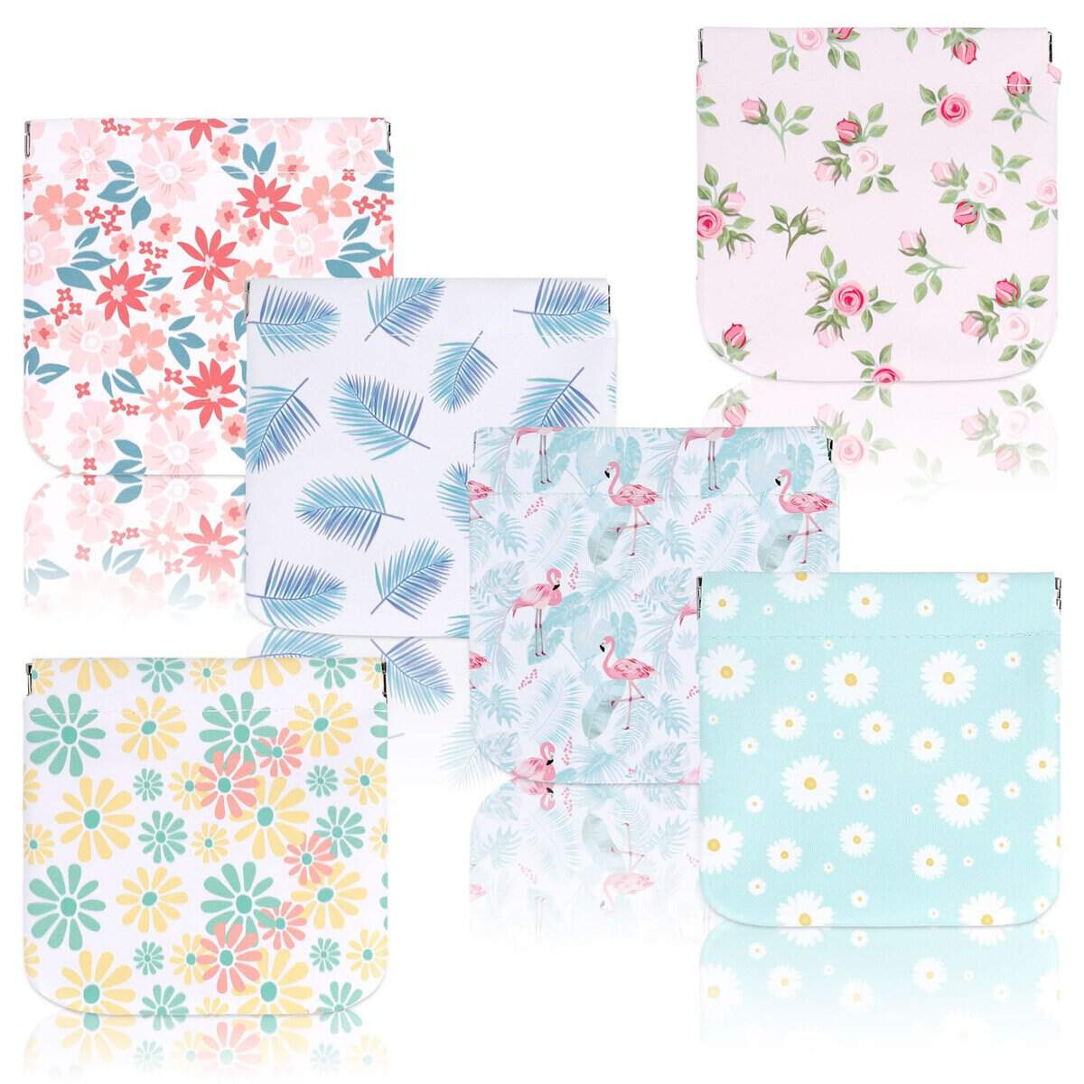 Towviy 6 Pezzi Mini Borsa per il Trucco, Custodia per Auricolari Piccola Borsa per il Trucco Sacchetto Cosmetico PU Borsa da Viaggio Portatile per Cosmetici Donne Raggazze, 6 Colori