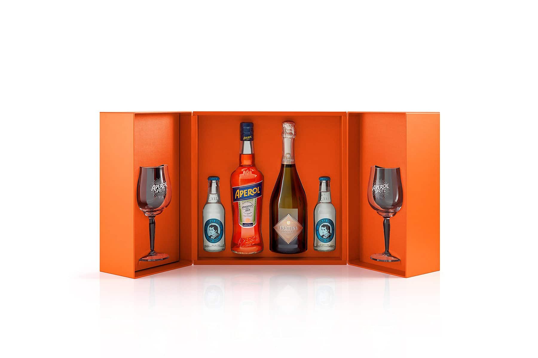 Aperol Spritz - Kit ufficiale: Bottiglia Aperol 70 Cl, Prosecco Frattina 70 Cl, 2 soda Thomas Henry 20 Cl, 2 calici