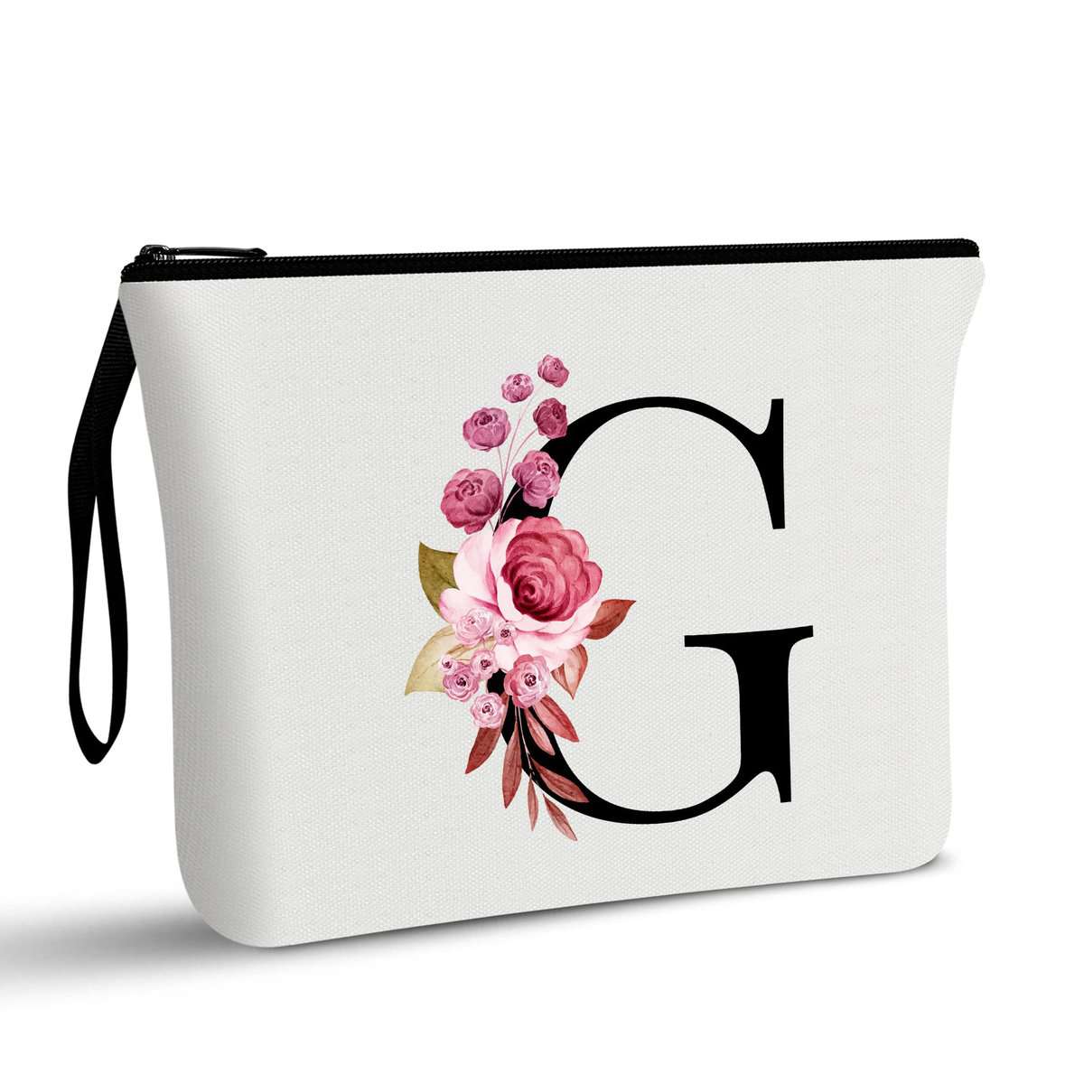 A-Z borsa di trucco personalizzata,Regali di compleanno per la mamma delle donne,Regali per il migliore amico,Borsa cosmetica della damigella d'onore della sposa, G