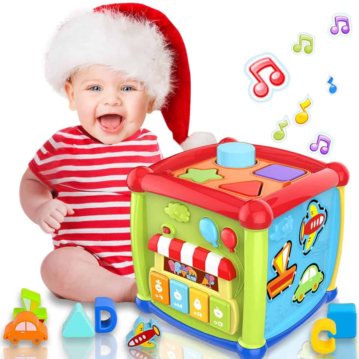 Gzolxkwin Giochi Bambini 1 Anno 6-in-1 Educativi Cubo di attività Giochi Montessori 1 Anno 12 18+ Mesi Shape Sorter Pianoforte Musica Giocattoli Regalo per Bambino 1 2 Anni Ragazzi Ragazze