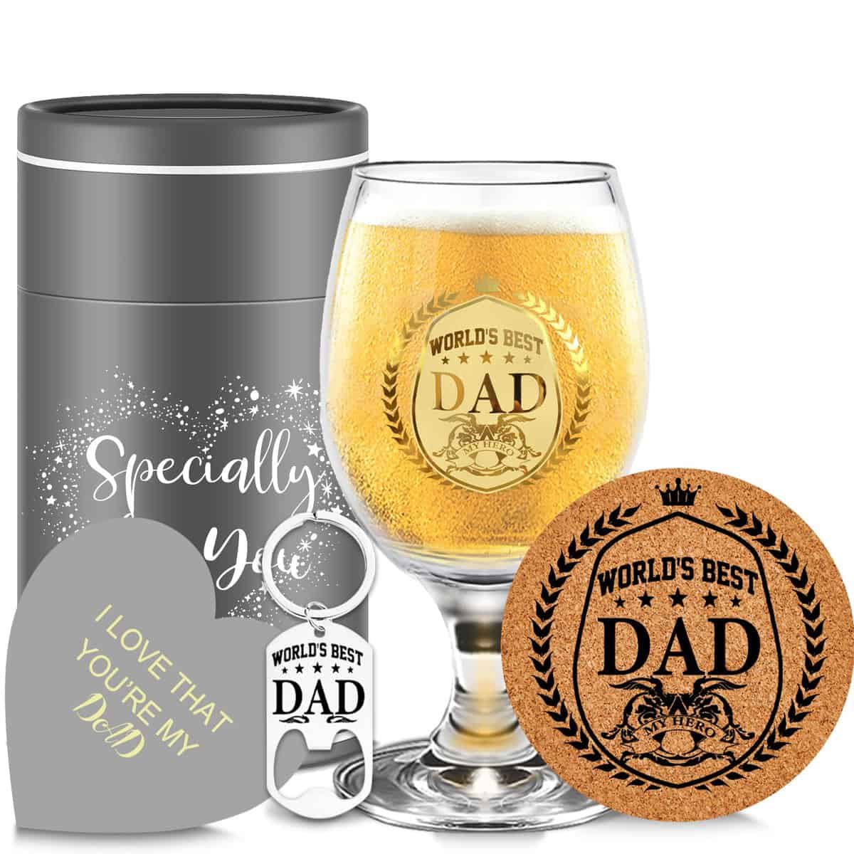 BigNoseDeer Regali di compleanno per uomini, bicchieri da birra, papà, regali di compleanno per papà, regali di compleanno personalizzati per la festa del papà, regali di Natale, regali di papà da figlia, figlio,