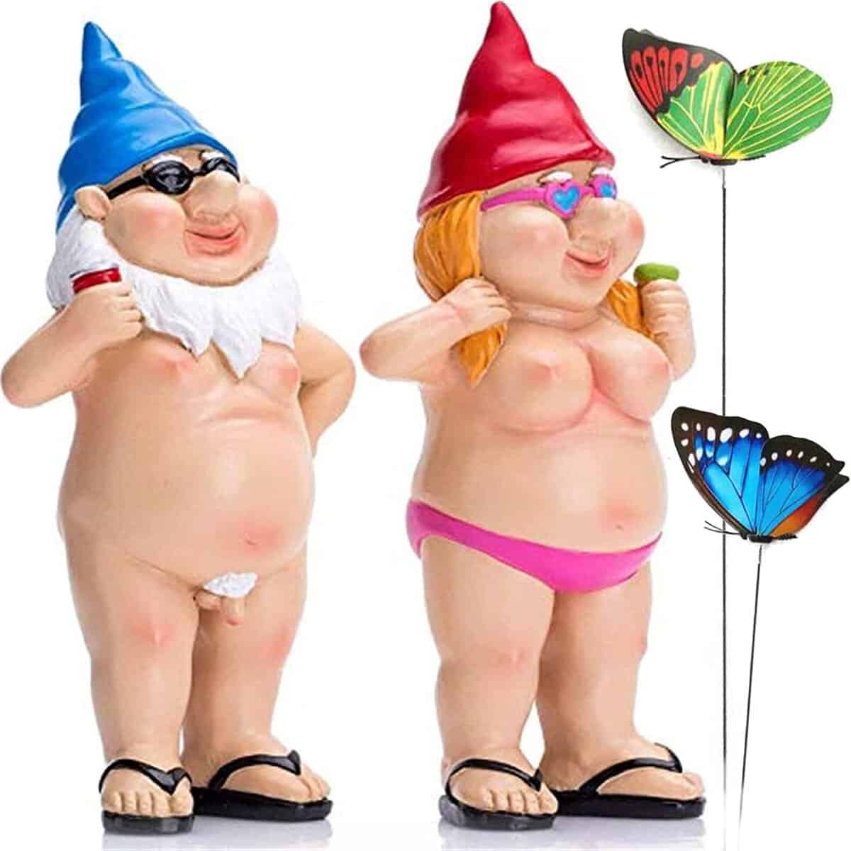 YiMOO Gnomi da giardino, divertenti, per giardinaggio, maleducati, regali insoliti per donne e uomini, divertenti ornamenti da giardino all'aperto insoliti