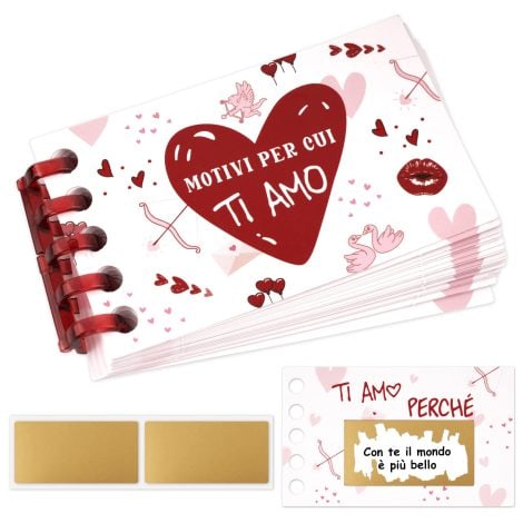 Calendario dell’Avvento personalizzato con bigliettini per grattare e vincere, ideale come regalo per San Valentino.