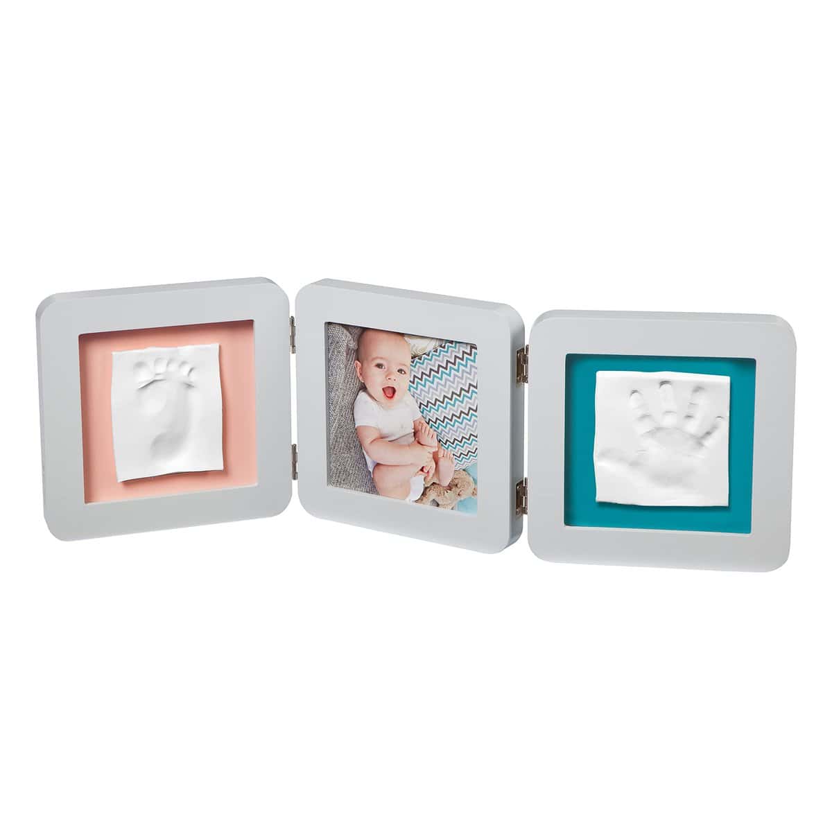 Baby Art My Baby Touch Double Porta Foto Con 2 Kit Impronte Per Mani E Piedi Del Neonato, Regalo Nascita O Bomboniera Battesimo, Pastel