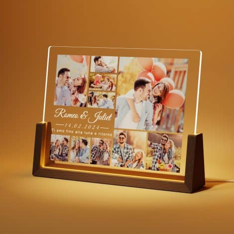 Lampada Foto Personalizzata – Regalo Unico per Coppia, Amici, Famiglia – Ideale per Natale!
