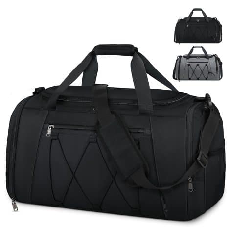 Borsone Sportivo NUBILY Unisex con Scomparto Scarpe, Bagnato e Impermeabile, 40L, Nero di Alta Qualità.