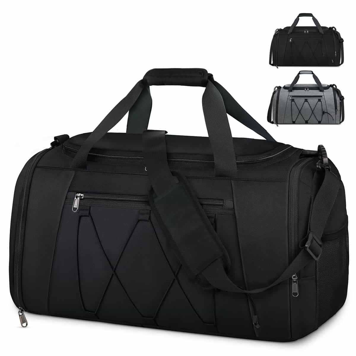 NUBILY Borsa Sportiva Uomini Donne con Scomparto di Scarpa Scomparto Bagnato Impermeabile Training Bag Nuoto Grande Capacità Sacchetto da Viaggio di Alta Qualità Duffle Gym Bag 40L Nero