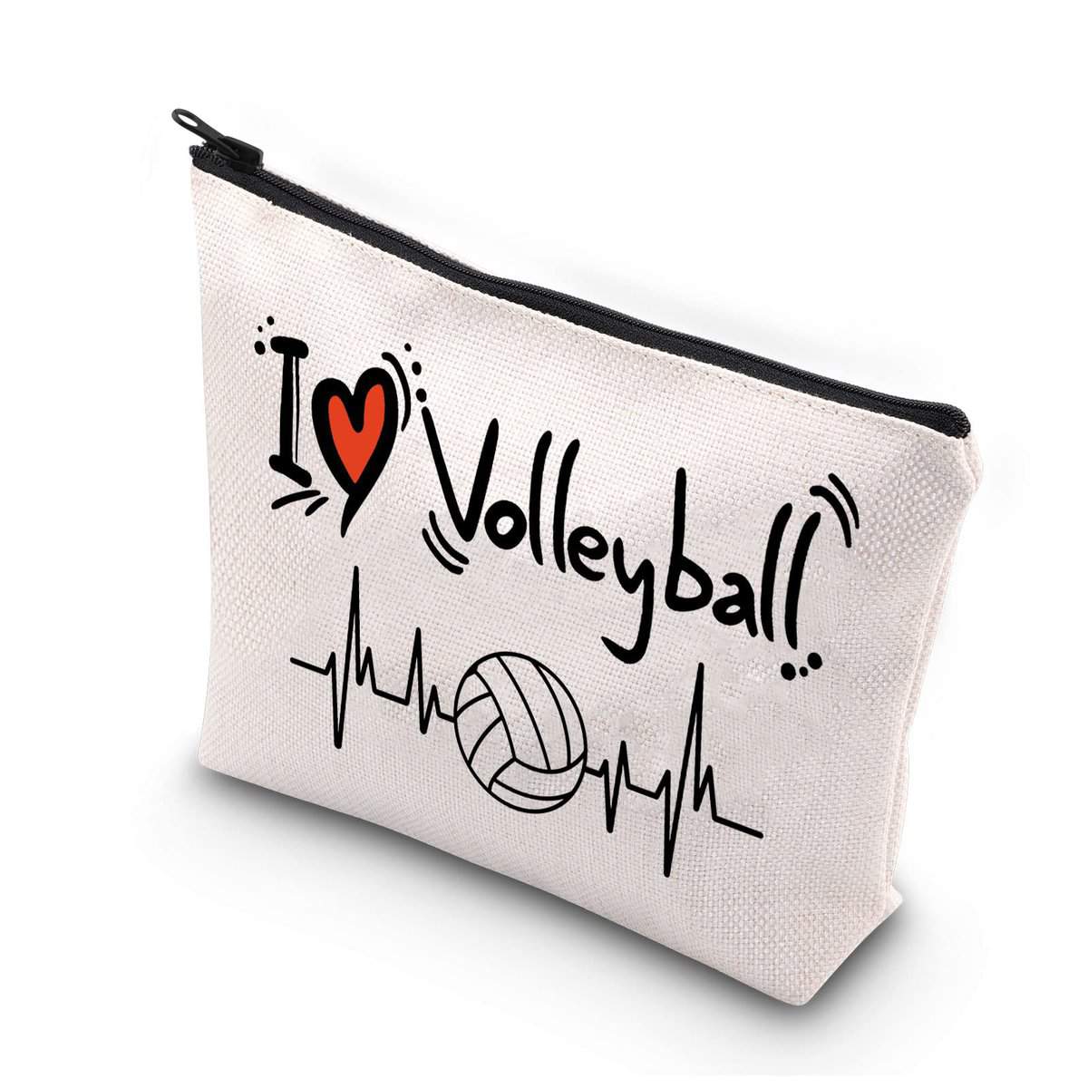 PLITI Sacchetto di trucco per amanti della pallavolo per donne ragazze pallavolo giocatore regalo pallavolo squadra regalo I Love pallavolo borsa da viaggio, Amo la pallavolo