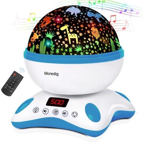 Lampada Proiettore Stelle Soffitto Bambini Moredig, 8 Colori, Telecomando, Timer, Musica, Regalo per Neonato, Compleanno, Natale.