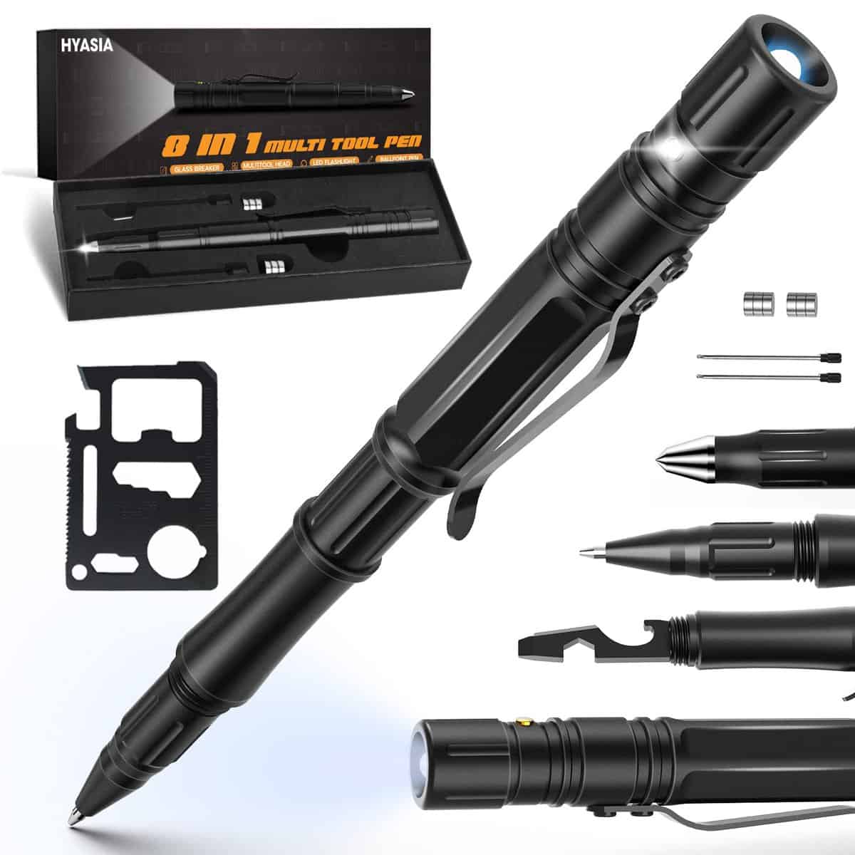 Idee Regalo Uomo Penna Multifunzione, 11 in 1 con Torcia Elettrica Gadget Utili da Campeggio per Esterni Regali per Lui, Regalo Uomo Compleanno Regali per Papà/Nonno Gadget Idee Regalo Uomo Donna