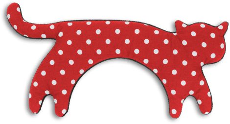 Cuscino termico Leschi per comfort pancia, schiena, collo e neonati/Scalda al microonde con semi di grano/Per gatti, rosso a pois nero.