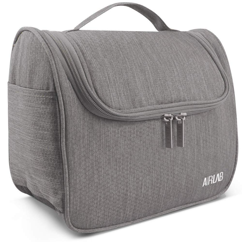 Airlab Borse da Toilette, Borse da Trucco con Manico e Gancio, Pochette per Trucchi Donna, Beauty Case, Organizer da Viaggio, Regalo per Uomini e Donne, Dimensioni: 24 x 19,5 x 12,5 cm, Grigio