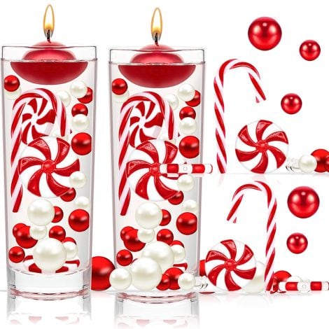 10230 pezzi di decorazioni natalizie per l’albero di Natale con ciondolo, perle senza foro per candele e albero, bastoncini di zucchero.