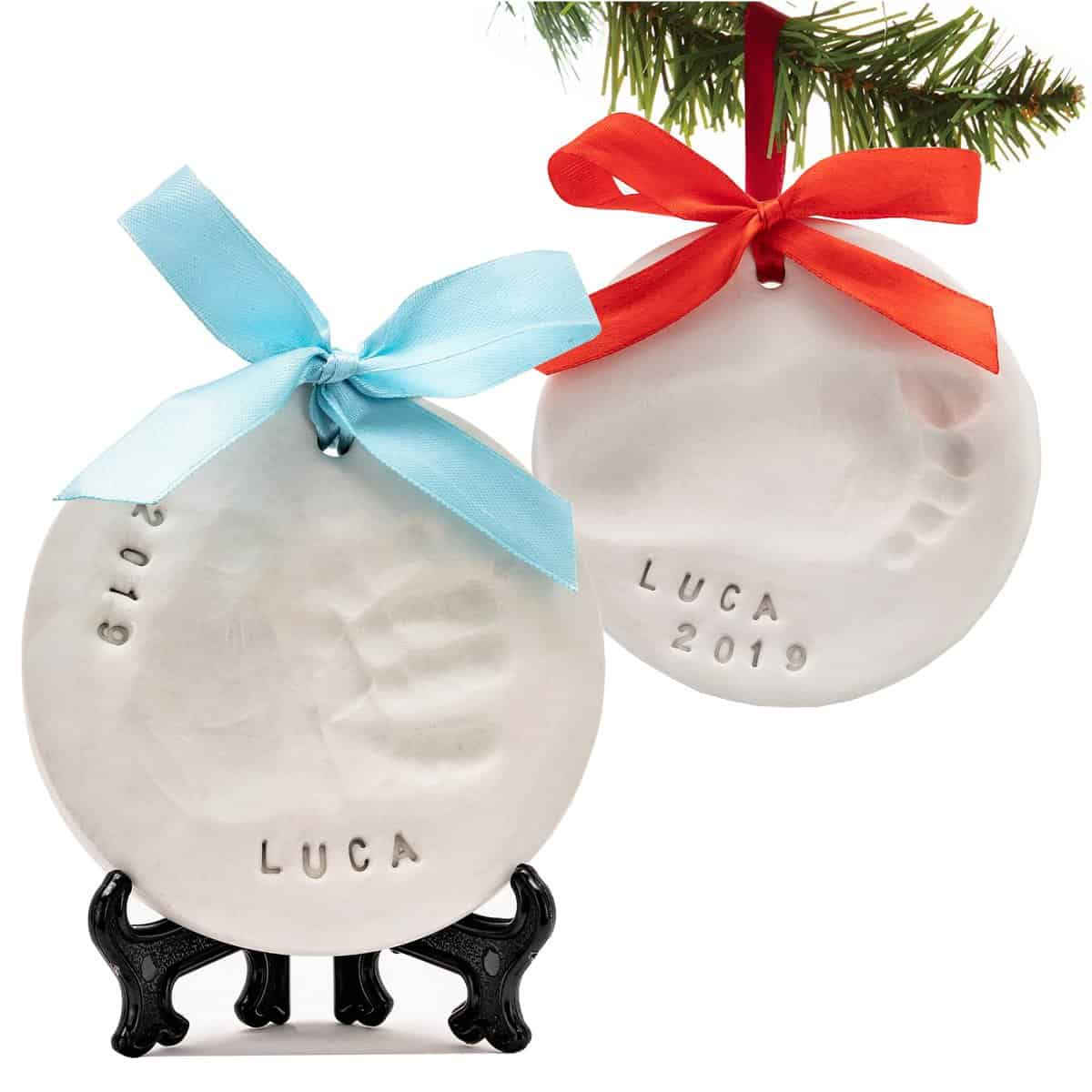 PITI COT Kit Impronta Mani e Piedi Neonati | Idee Regalo per la Nascita, per le Future Mamme, Battesimo Neonato Maschio | Calco Manina e Piedino in Argilla| | Idee Regali Natale Originali [2 Kit]