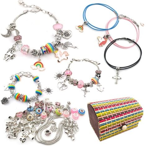 DMAXUN Kit per gioielli economici, con 70 pezzi, ideale come regalo per ragazze e bambine dai 8 ai 12 anni.