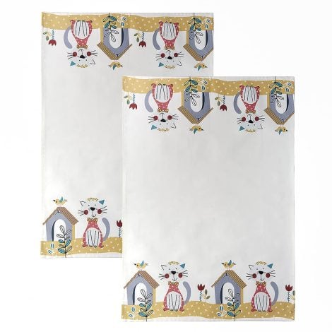 Set di strofinacci con disegno di gatti, lavabili in lavatrice. Ideale come regalo per donne, uomini e amanti dei cani. Dimensioni 50 x 70 cm.