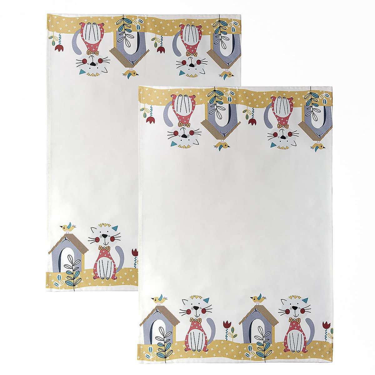SPOTTED DOG GIFT COMPANY - Strofinacci da Cucina con Motivo Gatti - Lavabili in Lavatrice - Idee Regalo per Donna, Uomo e Amanti dei Cani - Cotone - 50 x 70 cm - Set da 2