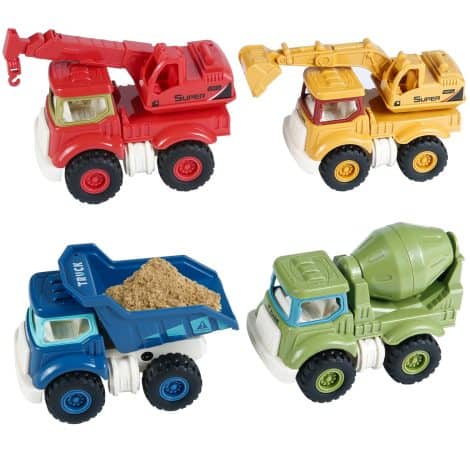 Kit di macchinine giocattolo per bambini da 1 a 3 anni, comprende 4 camion e modellini auto veicoli, regalo educativo.