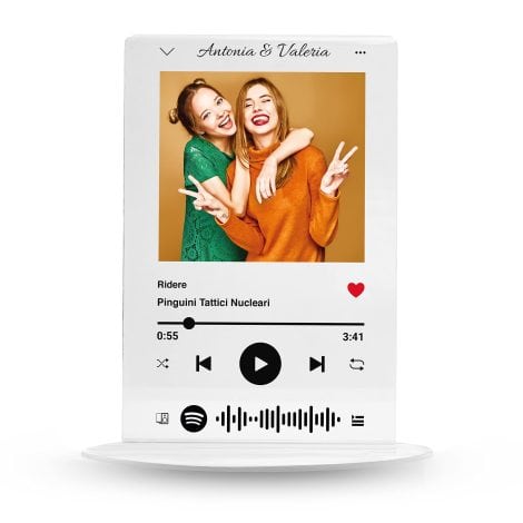 Targhetta Spotify personalizzata – Regalo musicale in plexiglass con nome brano, artista, foto per occasioni speciali.