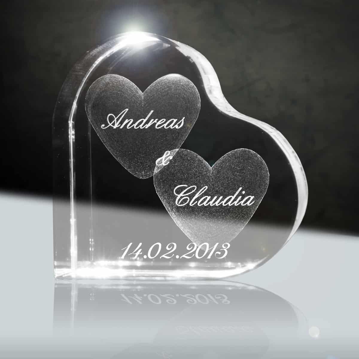 Cristallo, Ti Amo | Cuore in Vetro Laser 3D da 58 mm con Incisione | Il Regalo per Coloro Che amate o per l' Anniversario