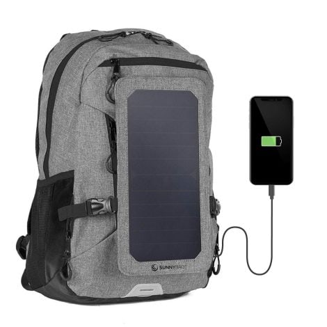 Zaino solare SUNNYBAG Explorer+ da 6W con pannello rimovibile, porta USB e scomparto per laptop 15,6″.