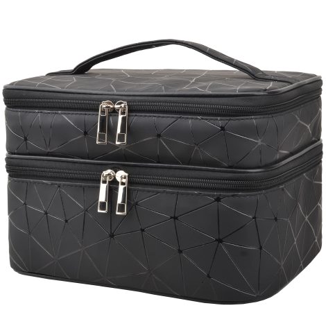 MKPCW beauty case viaggio donna trucchi borsa cosmetici pochette porta trucchi (Nero), ideale per donne.