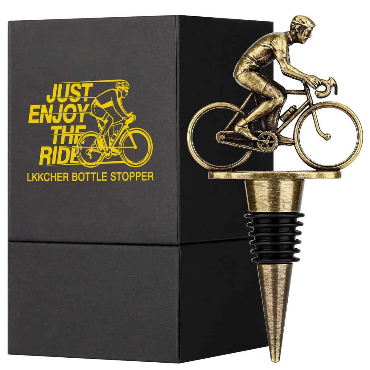 LKKCHER Tappo per bottiglia di vino, tappo di vino, tappi di vino per bottiglie di vino, accessori di vino, regali di vino carino per uomini donne, regali di compleanno di Natale per ciclisti