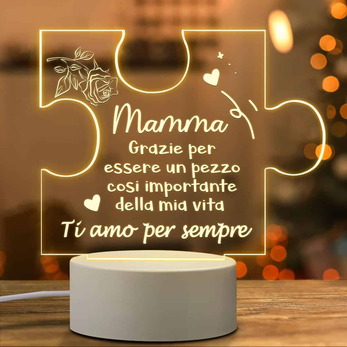 Regalo Mamma, Lampada Regalo Mamma Natale Compleanno Festa Della Mamma Utile Originali, Festa della Mamma Idee Regalo, Luce Notturna in Acrilico, Regali per Mamma Suocera Lei Donna