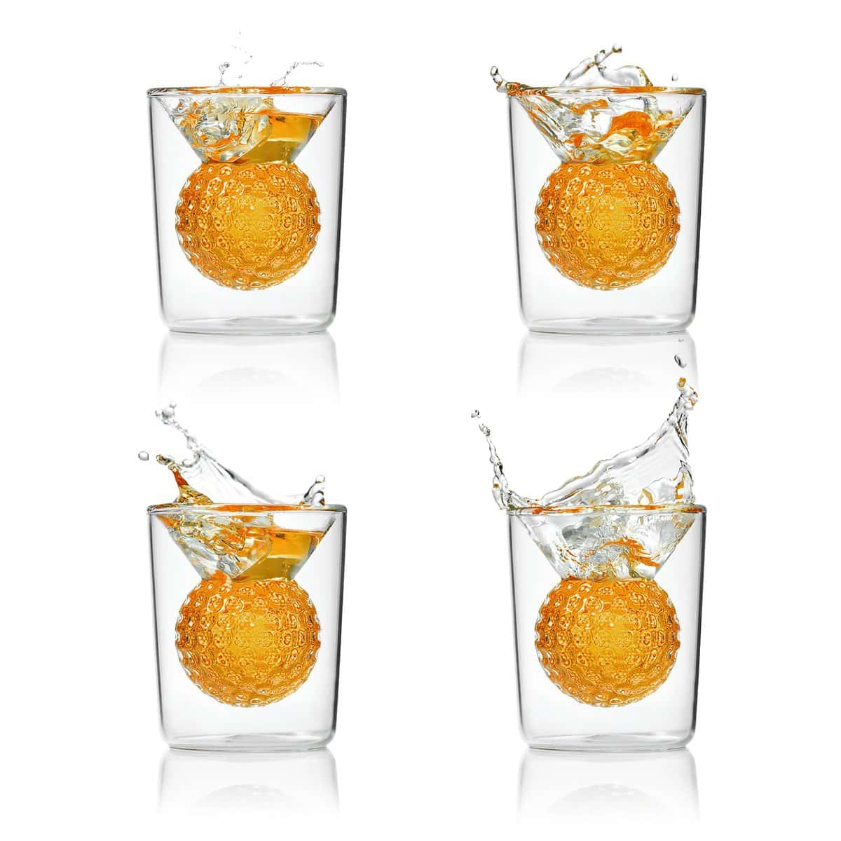 CRAFTGEN Set di 4 bicchieri da shot a forma di pallina da golf, divertenti regali di compleanno per uomini, 56,7 g, a doppia parete con forma 3D all'interno per tequila, whisky, cocktail, regali per