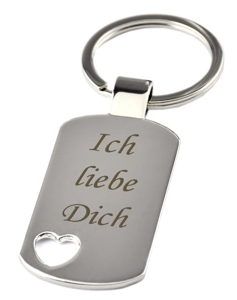 Portachiavi cuore “Ich liebe Dich” – cromato – regalo perfetto per San Valentino, compleanno o Natale.