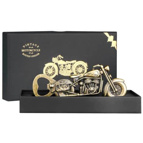 Apribottiglie retrò per moto, WZLEMOM Set regalo birra Natale papà Uomini compleanno, con confezione e bigliettino.