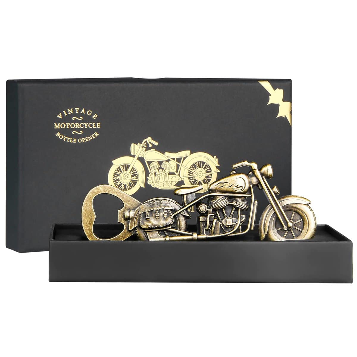 Apribottiglie vintage per moto, WZLEMOM Regali per birra Natale papà Uomini compleanno, con scatola e biglietto d'auguri