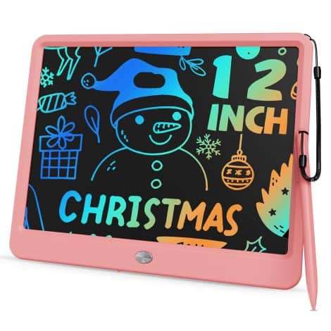 TEKFUN Tavoletta Grafica LCD 12 Pollici per Bambini e Adulti, Lavagnetta Giocattolo Cancellabile, Regali Natale per Ragazzi. (Rosa)