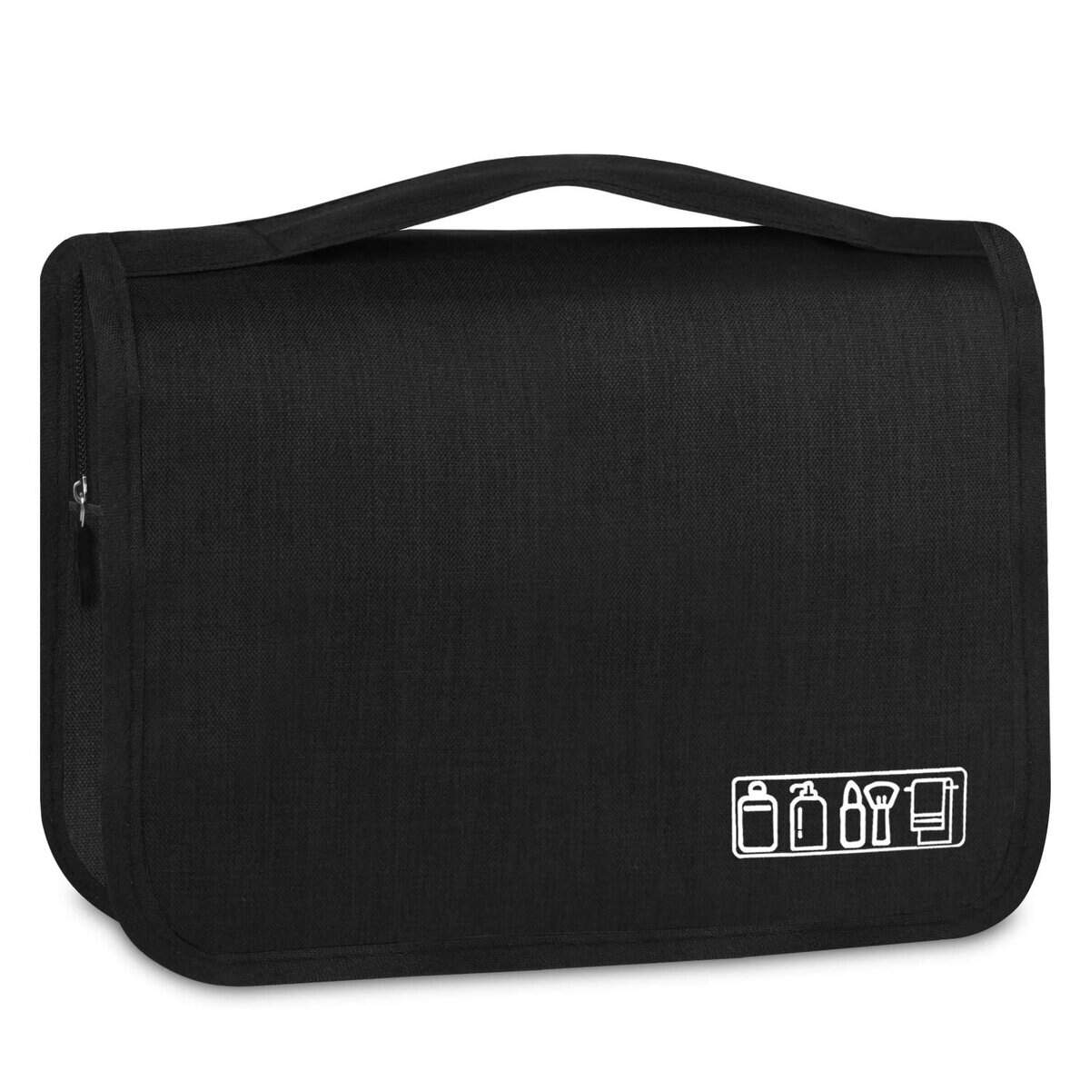 Lotisie Beauty Case Uomo & Donna, Borsa da Toilette per Uomini & Donne Appesi Borsa Cosmetica Uomo Donna per Valigie & Bagaglio a Mano, Borsa da Viaggio per Lavaggio, Nero